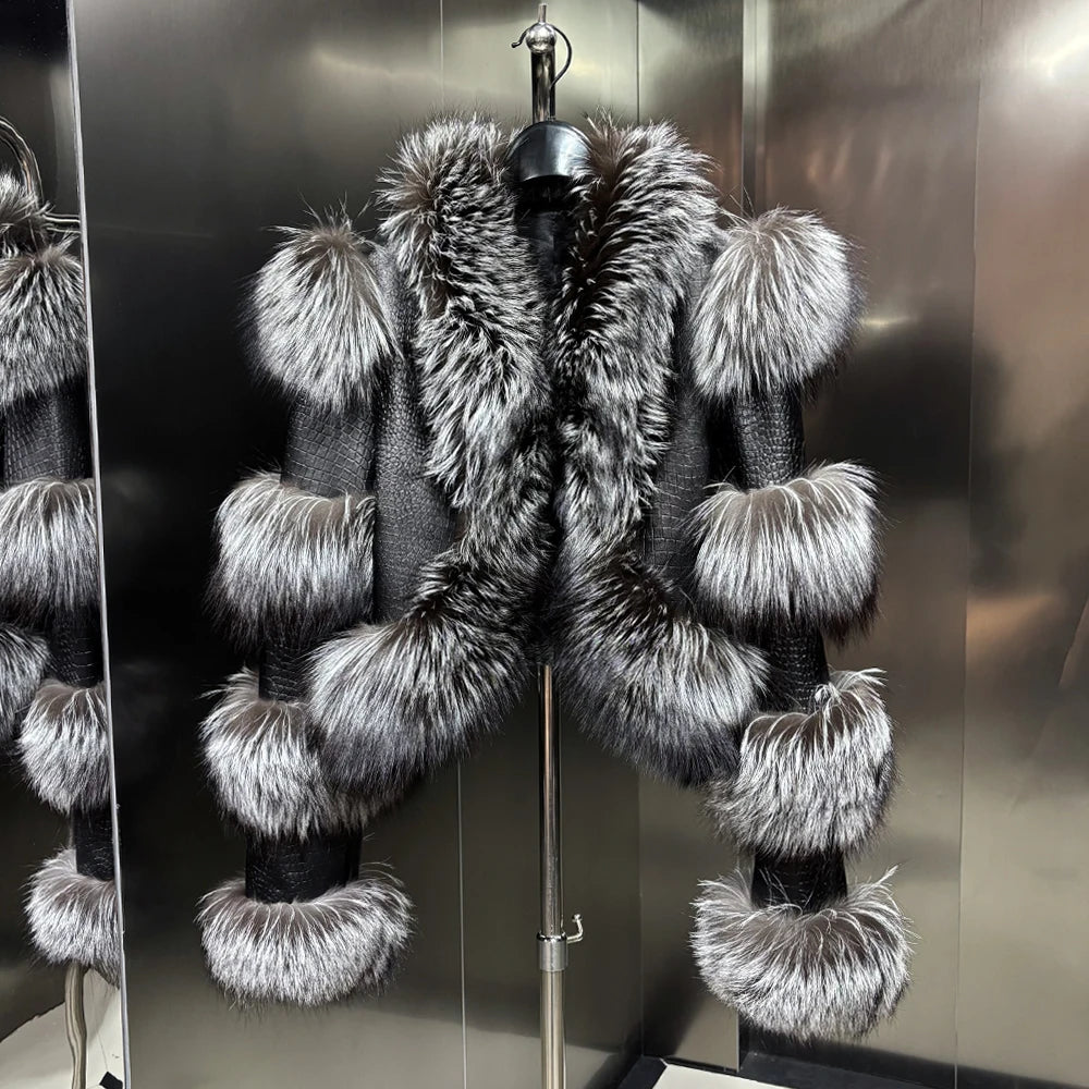 Crocodile Leather Cropped Jacket