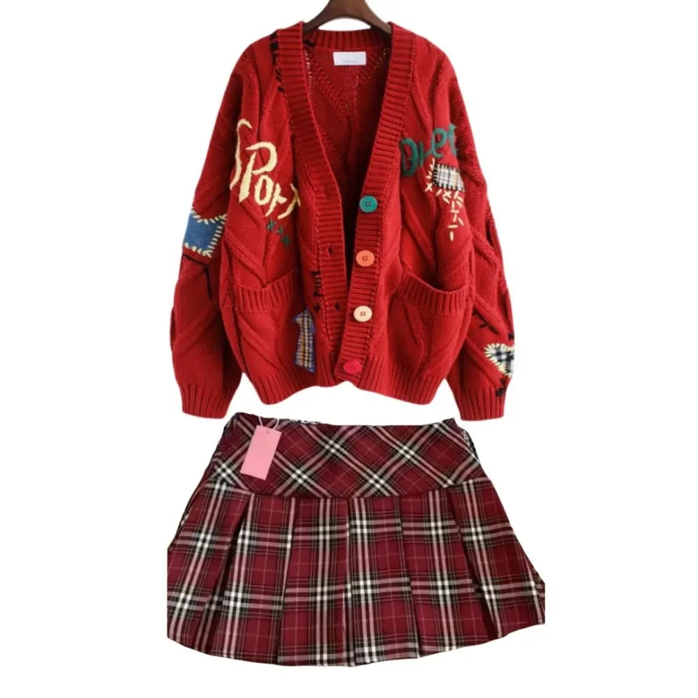 Soft Embroidered Sweater & Skirt Set