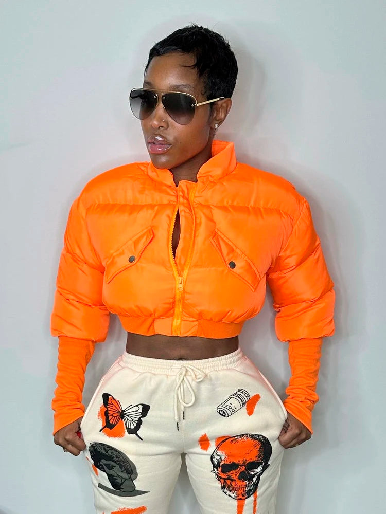 Cropped Bubble Puffer Jacket.