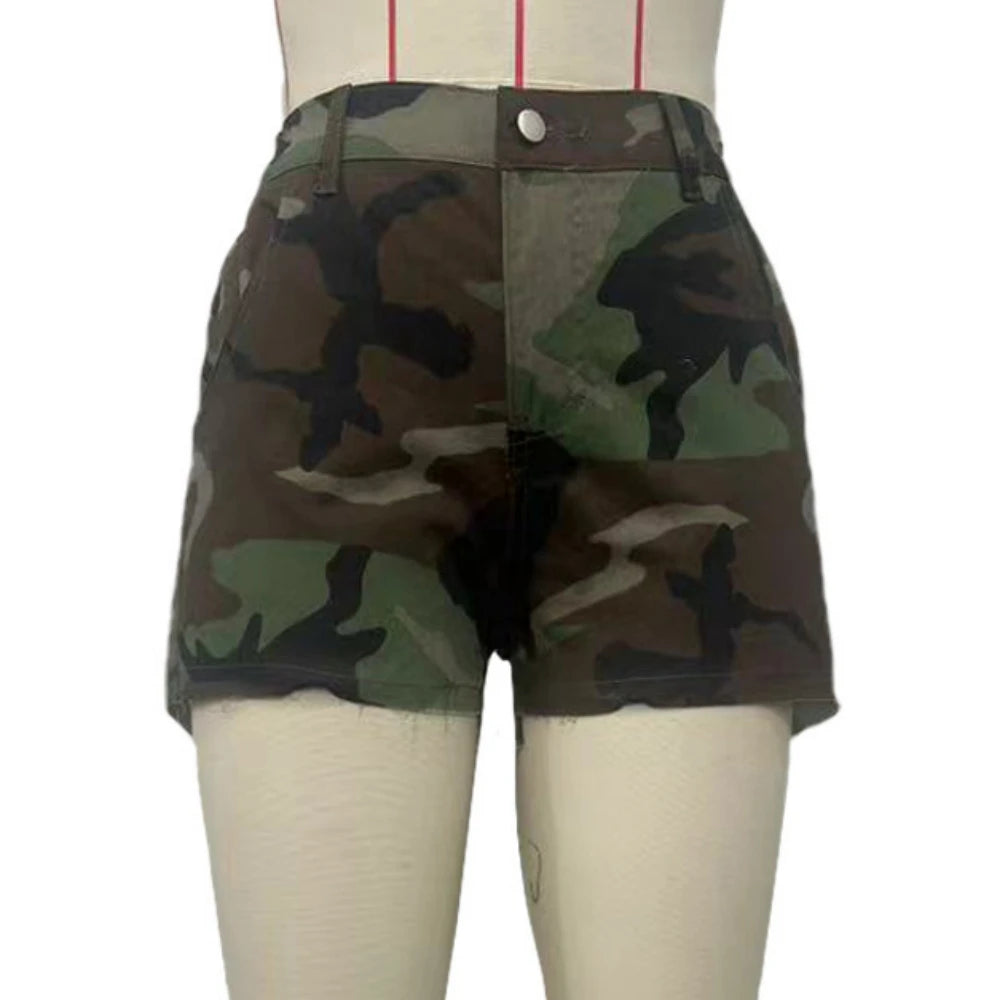 Camouflage High-Waisted Shorts