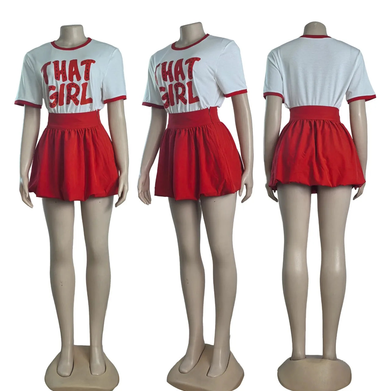 That Girl Letter Print Mini Skirt Set