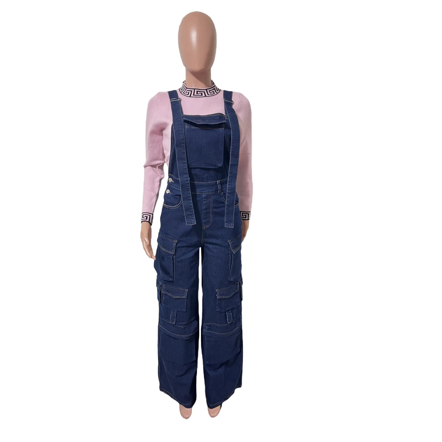Denim Strap Loose Wide-leg Romper