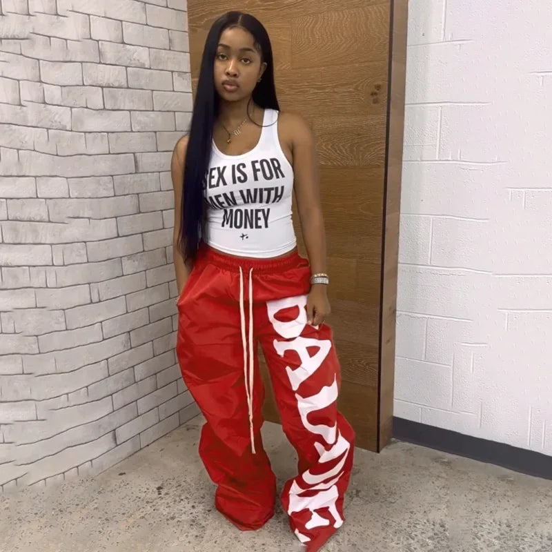 Baddie high waist print sweatpants