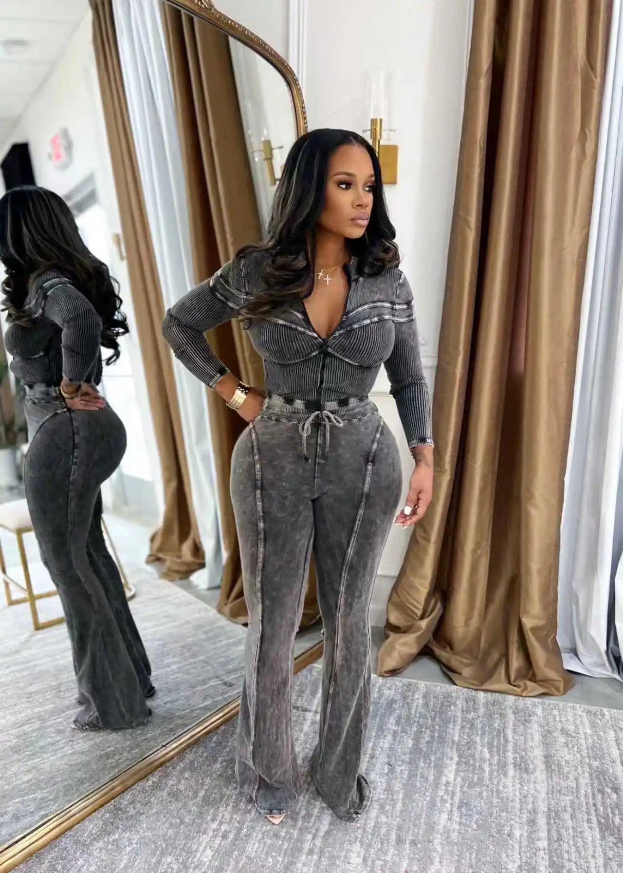 Fall ribbed pants set