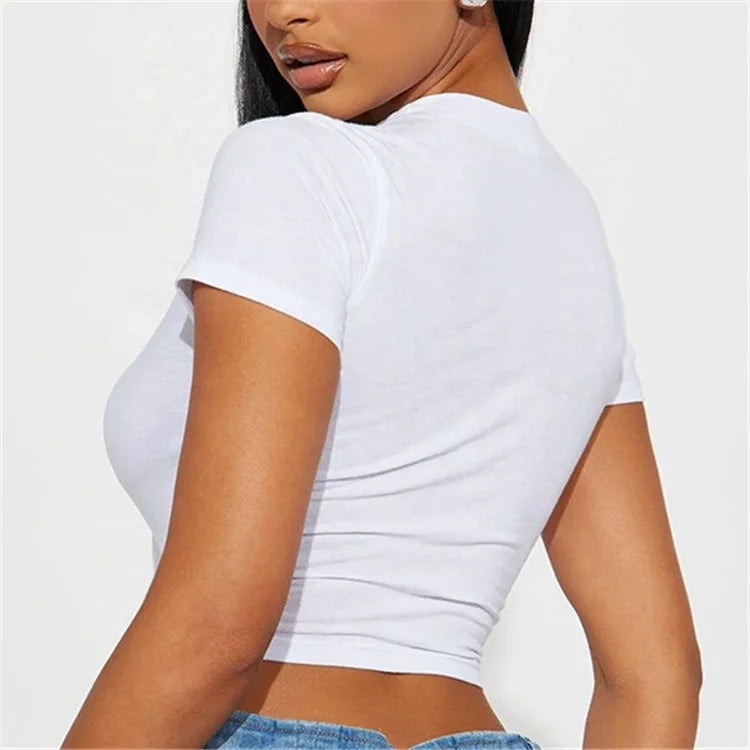 Rhinestone lettered printed T-shirt