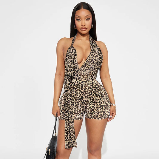 Leopard Print Bodycon Romper