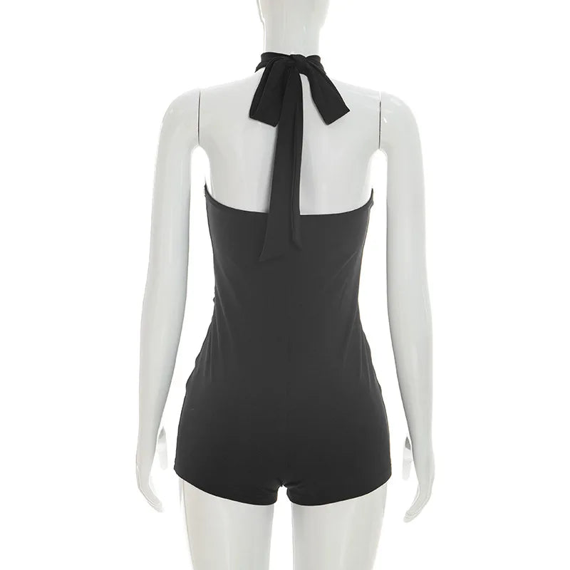 Hot Girl Halter Belt Romper