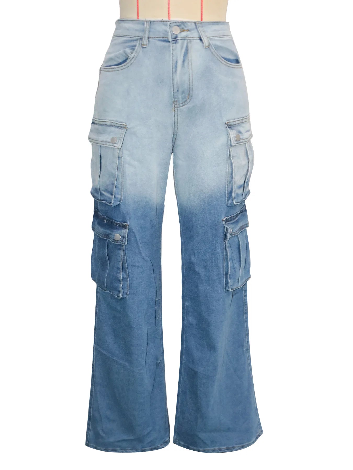 Gradient Solid Color Cargo Pocket