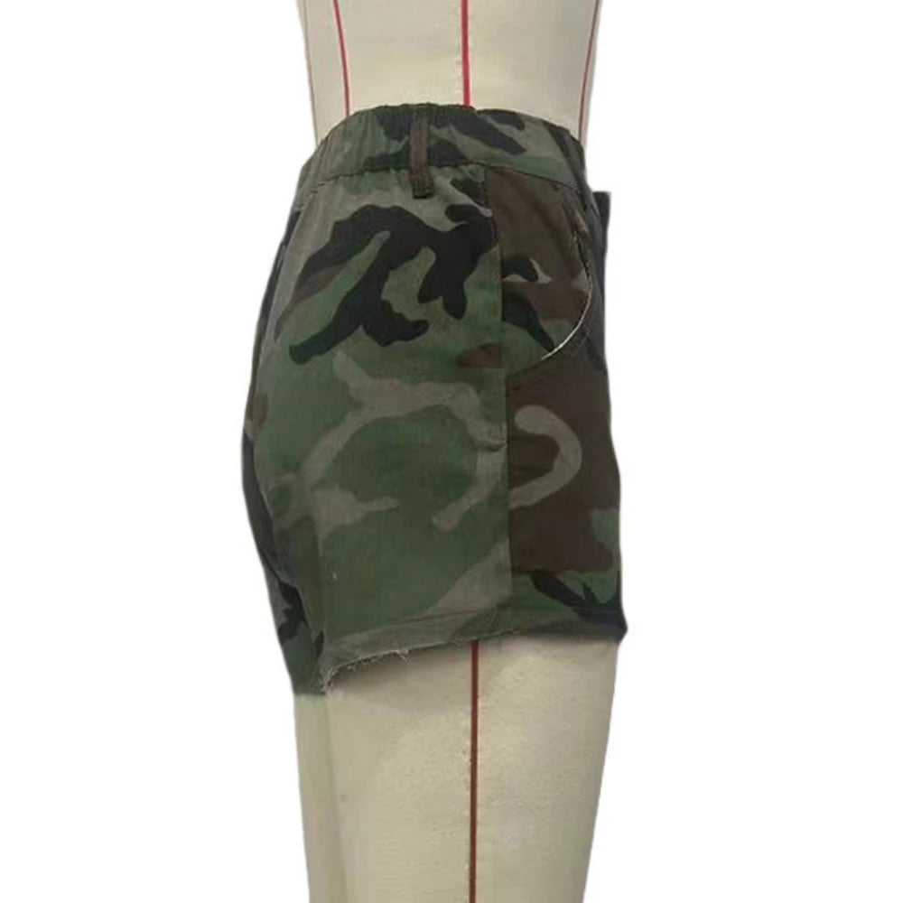 Camouflage High-Waisted Shorts