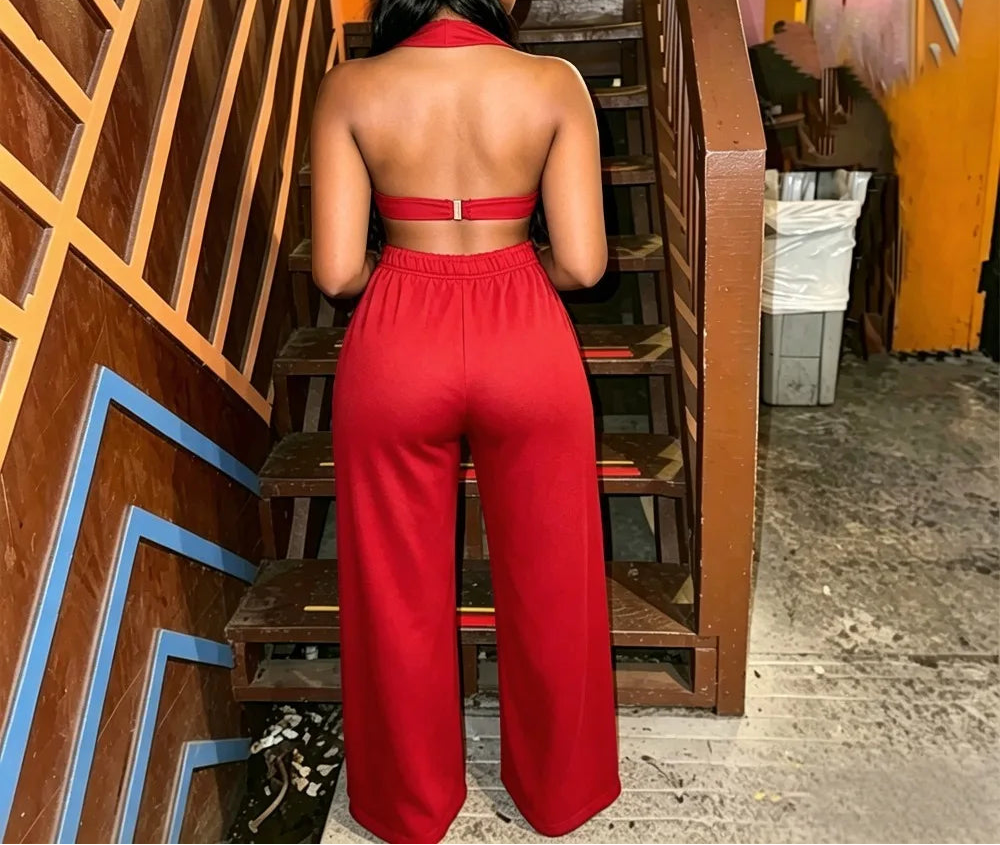 Hole Loose Pants Two-Piece Set