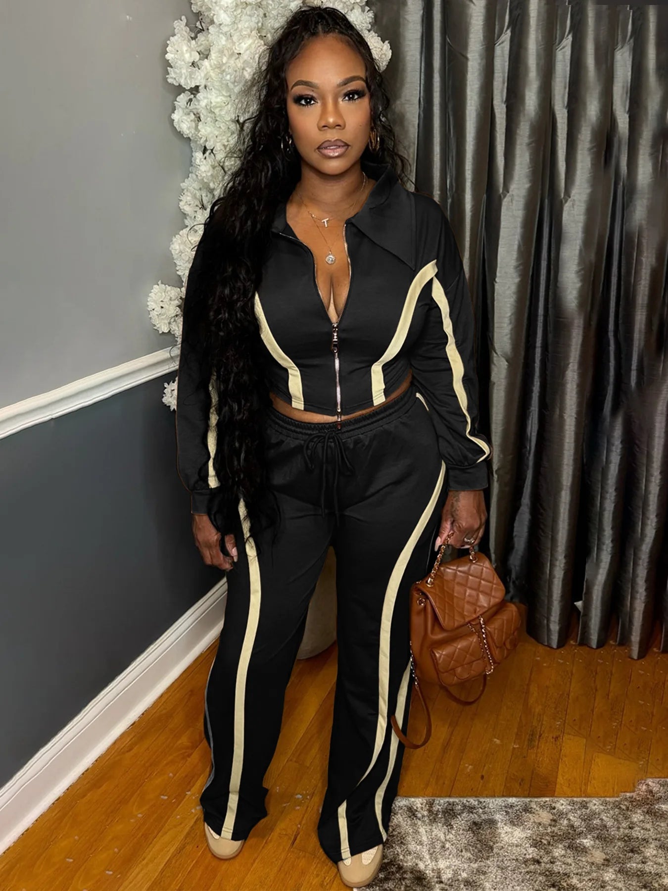 Stripe Casual Pants Set