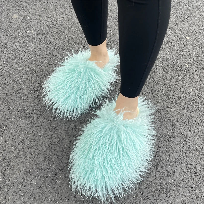 Fluffy Faux Fur Slides.