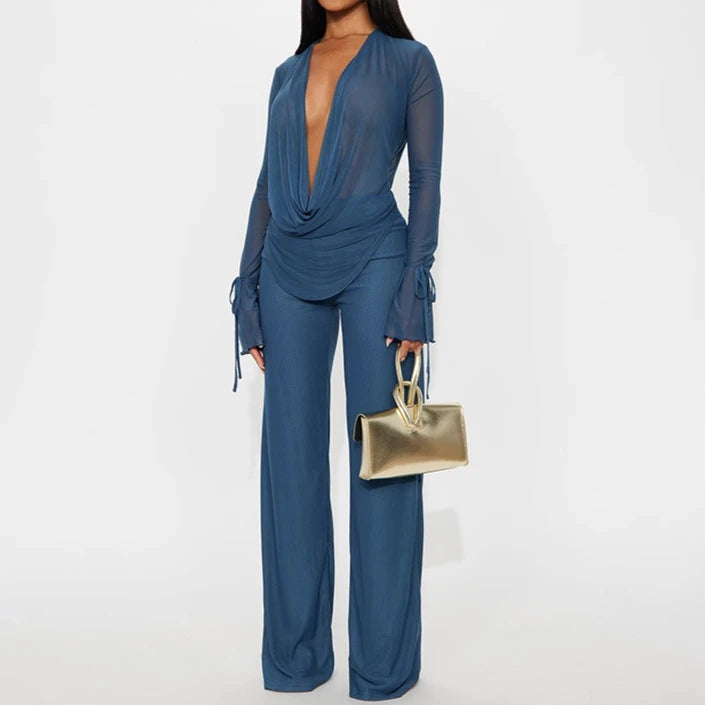 Mesh Two-Piece Pants Set