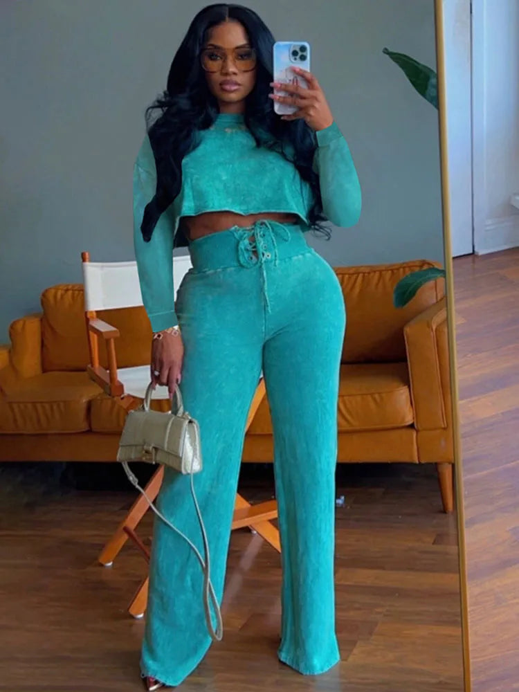 Sporty Wide Leg Jogger Set