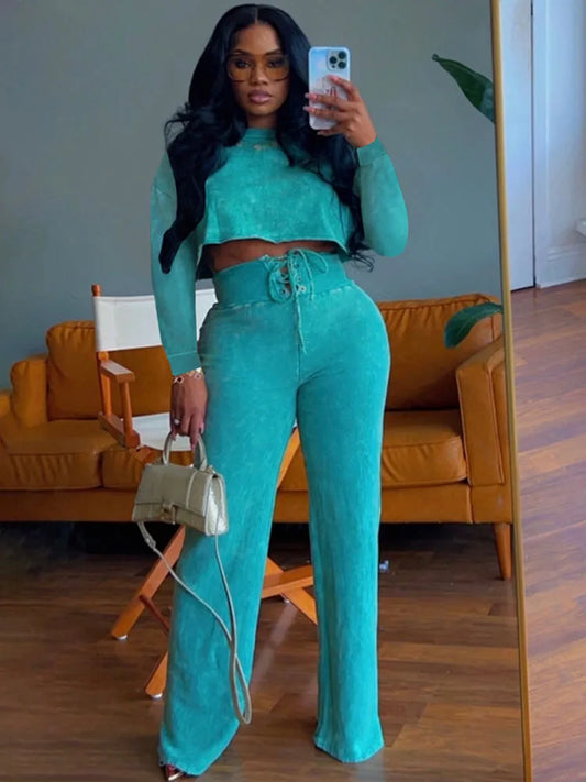 Sporty Wide Leg Jogger Set