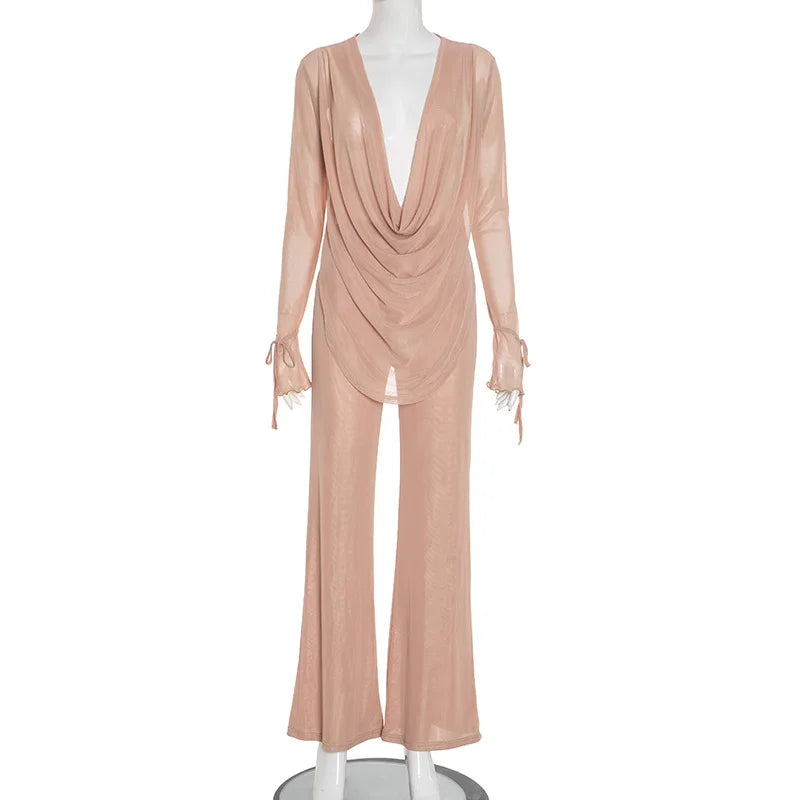Mesh Two-Piece Pants Set