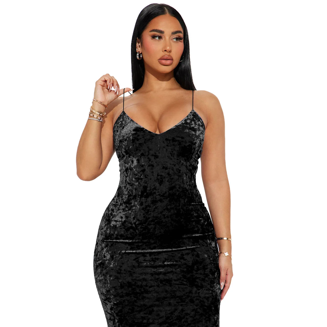 Nova Satin Velvet Dress