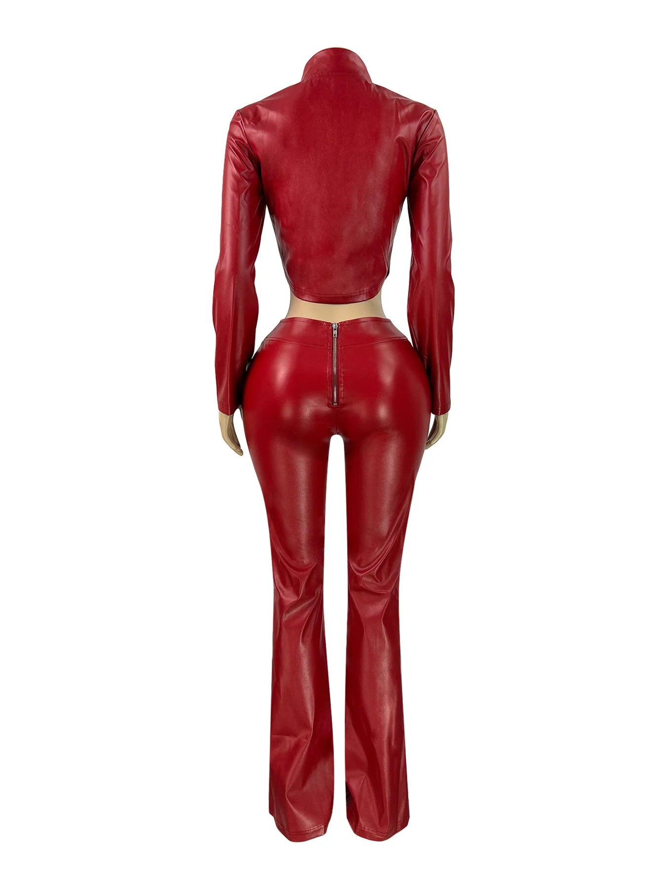 Red leather outfit on a white background