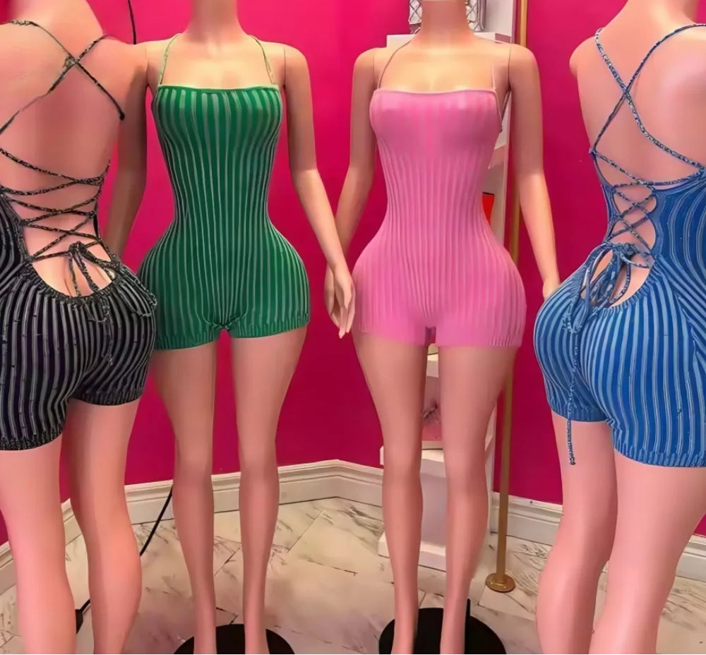 Knit Striped Rompers
