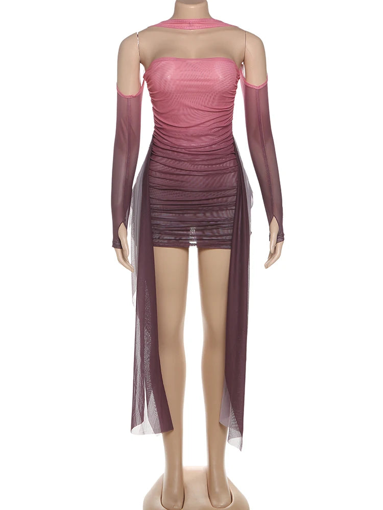 Mesh Tassel Mini Bodycon Dress
