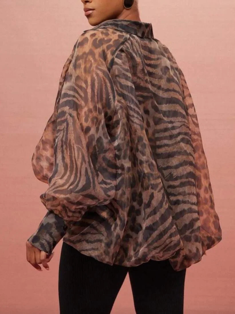 Leopard Deep-V neck Top