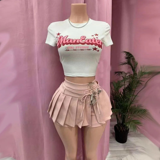 Sitting Pretty Two-Piece Mini Skirt Set
