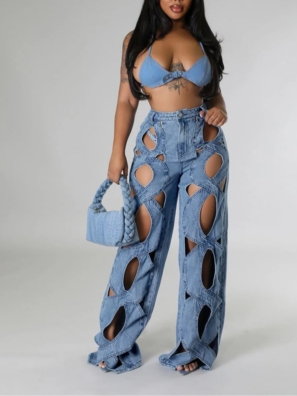 Cutout Hollow Out Jeans.