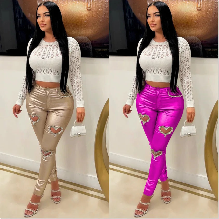 Rhinestone Bodycon Pants
