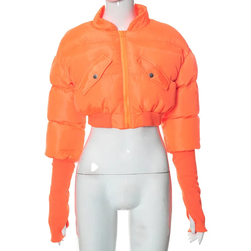 Cropped Bubble Puffer Jacket.