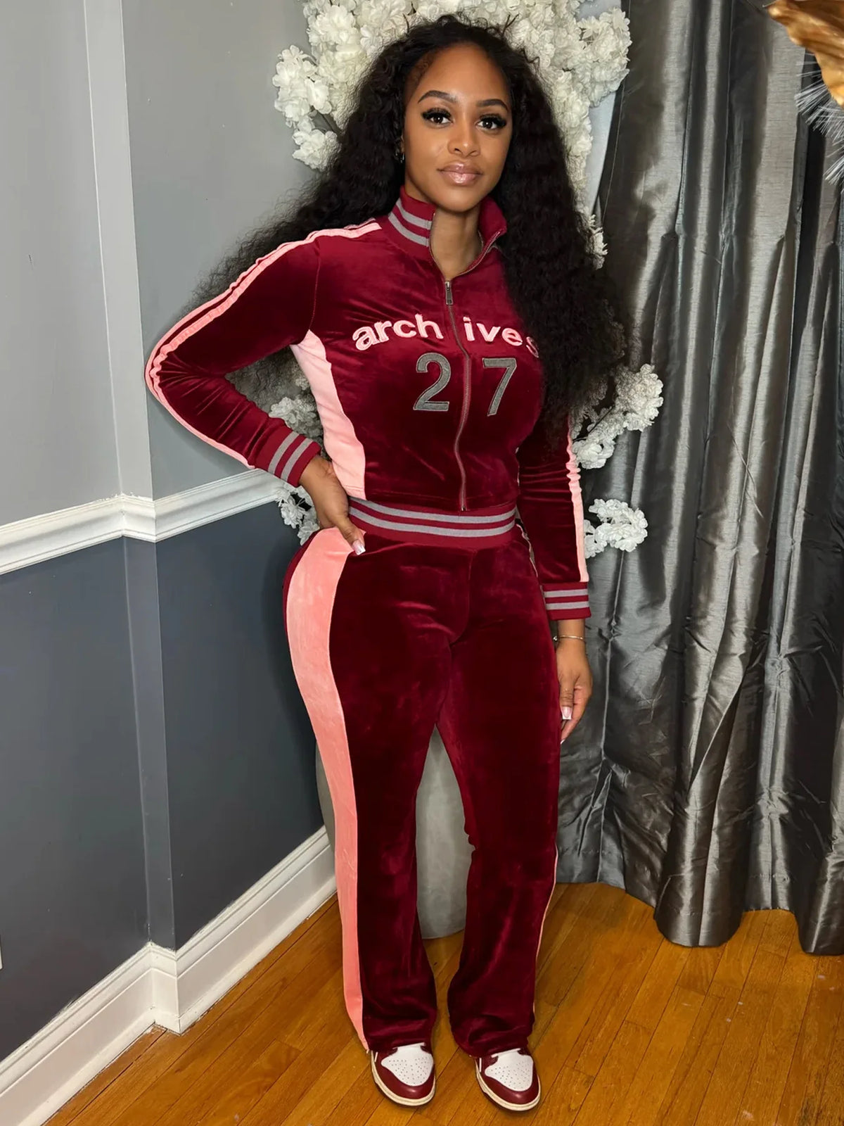 Velvet Flare Pants Tracksuit