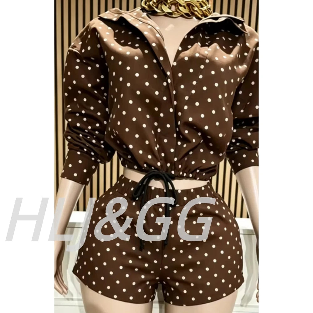 Polka Dot Print Jacket Two-Piece Set