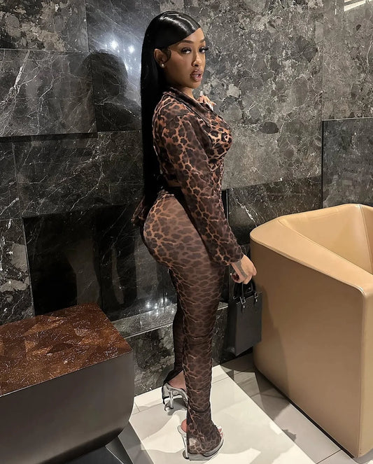 Leopard Print Mesh Bandage Set