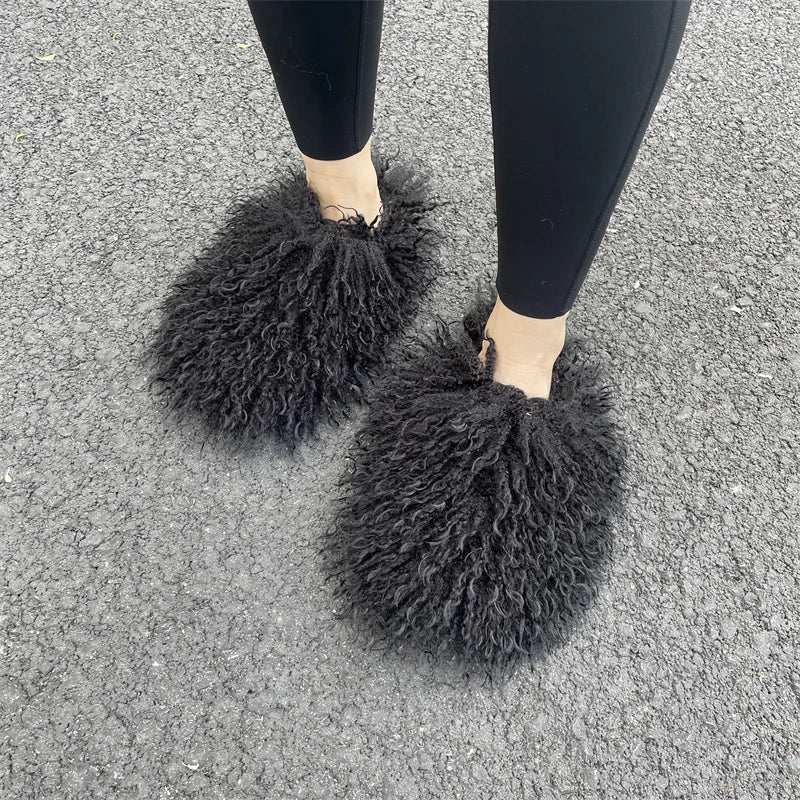 Fluffy Faux Fur Slides.