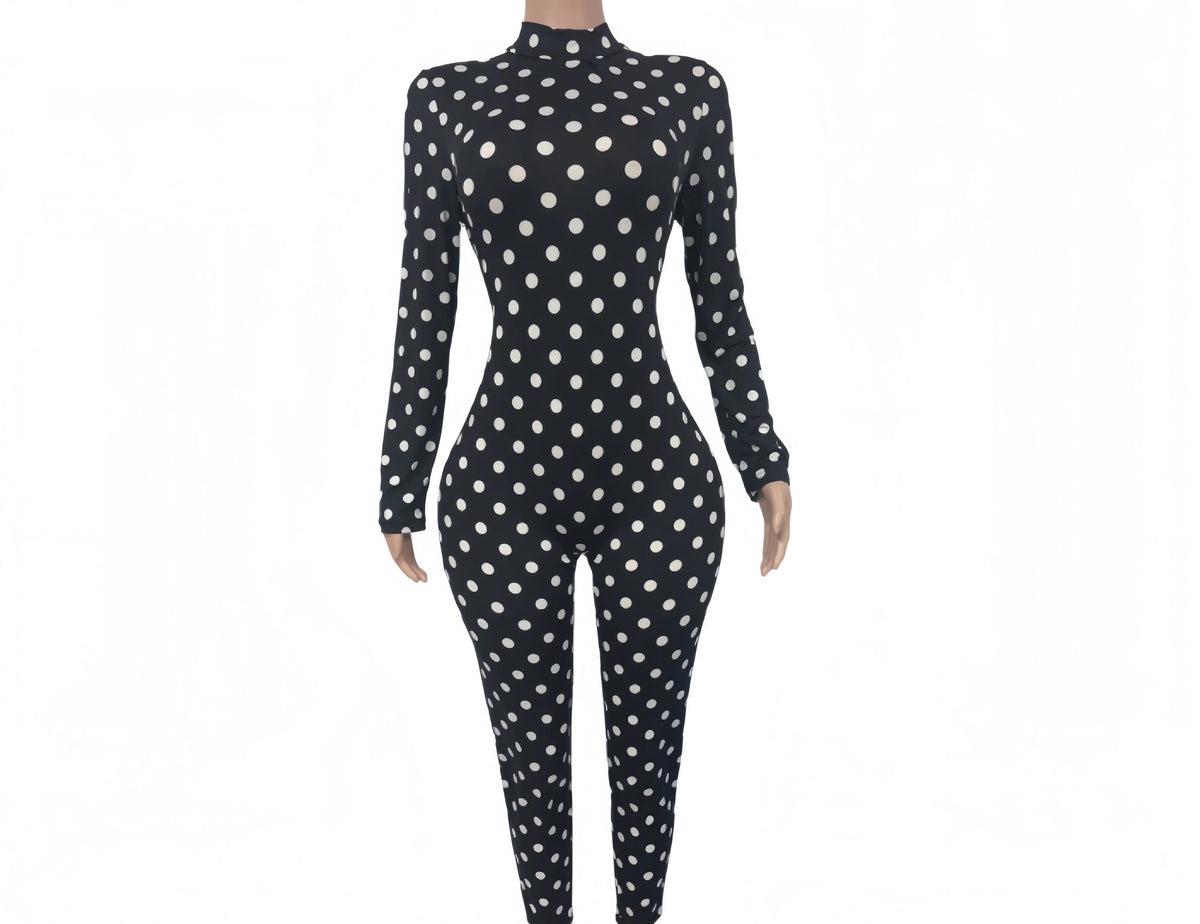 Polka Dot Bodycon Jumpsuit