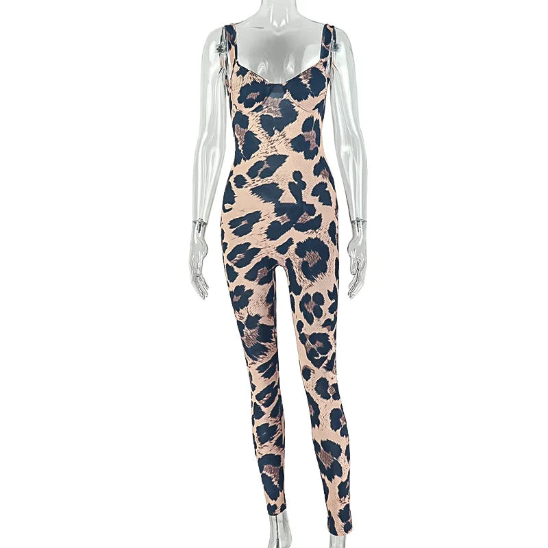 Leopard Print Bodycon Jumpsuit
