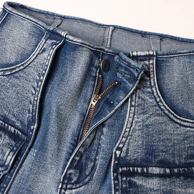 High Waist Stretchy Cargo Jeans