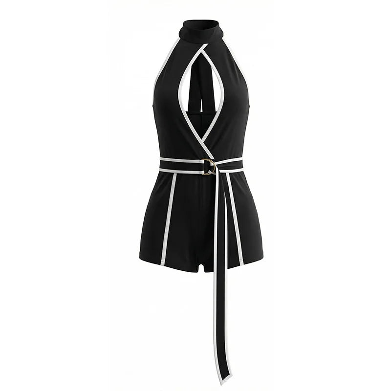 Hot Girl Halter Belt Romper