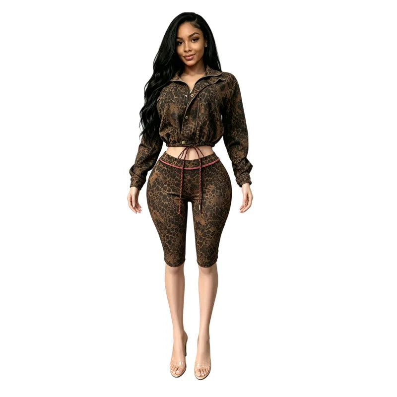 Leopard Jacket + High Waist Stretch Set
