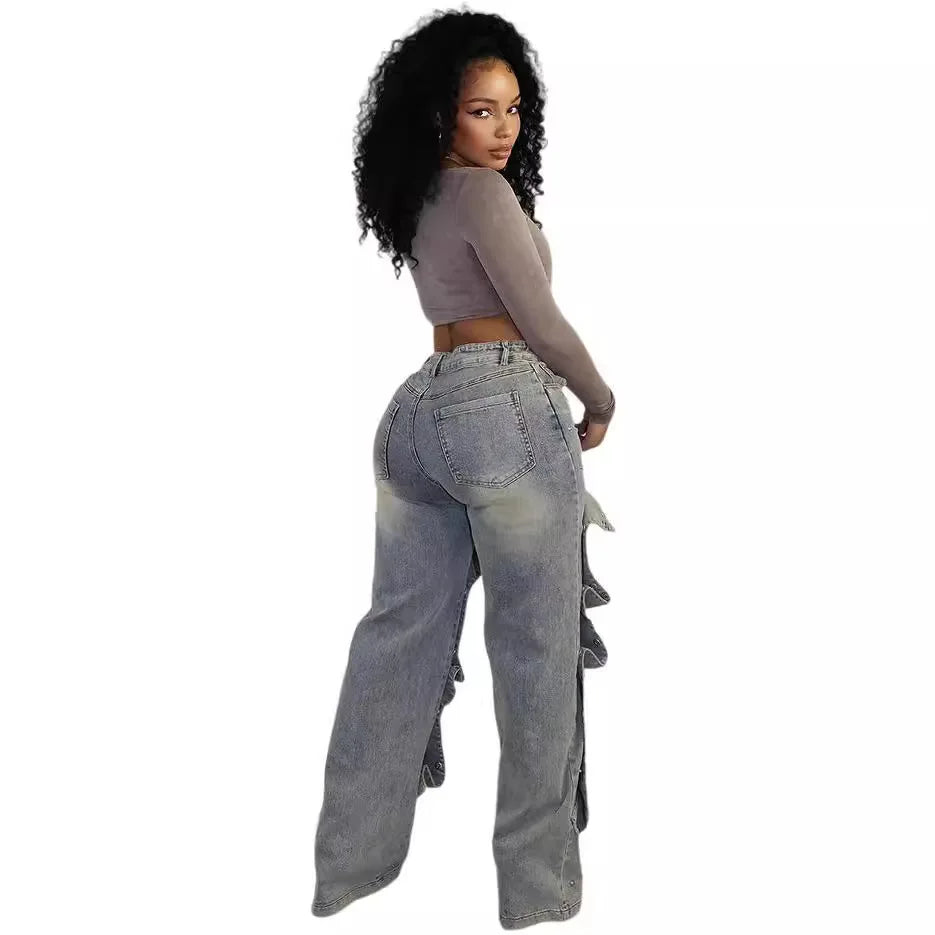 Denim Detachable High Waisted Pants