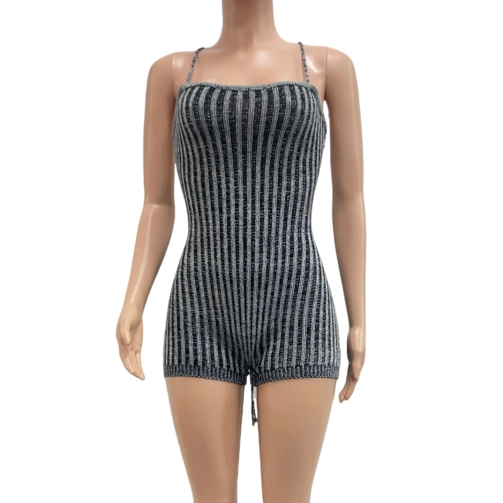 Knit Striped Rompers