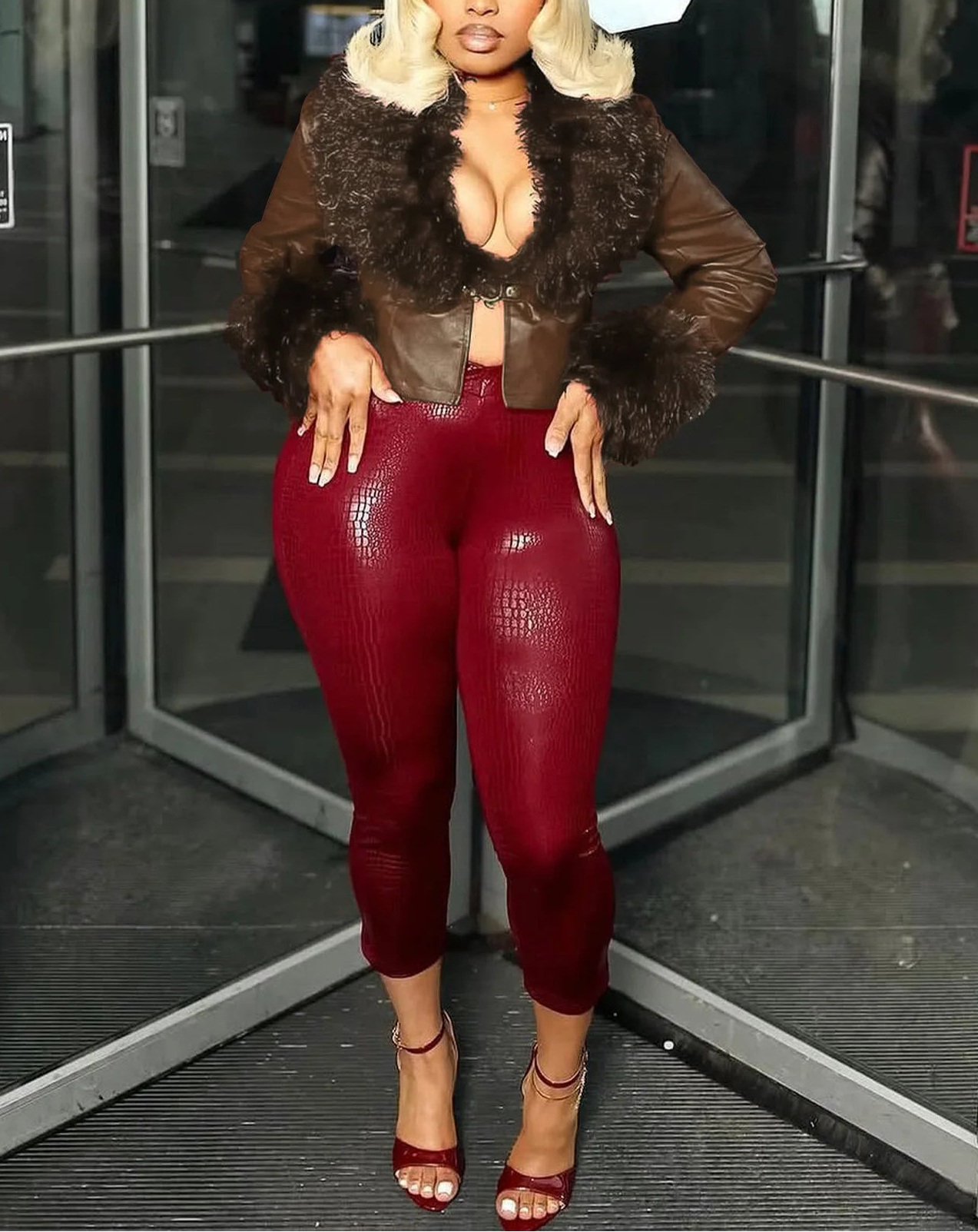 Elegant Leather Fur Jacket