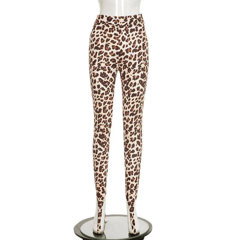 Leopard Print High Waist Bodycon Pants