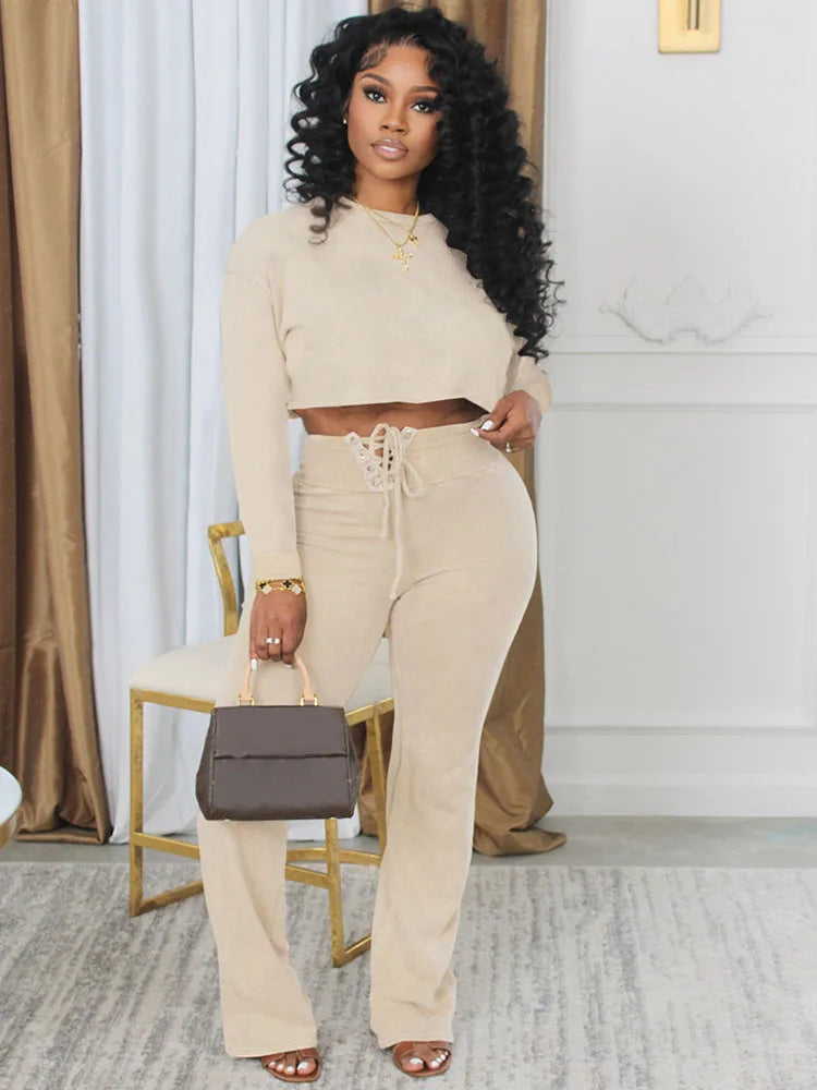 Sporty Wide Leg Jogger Set