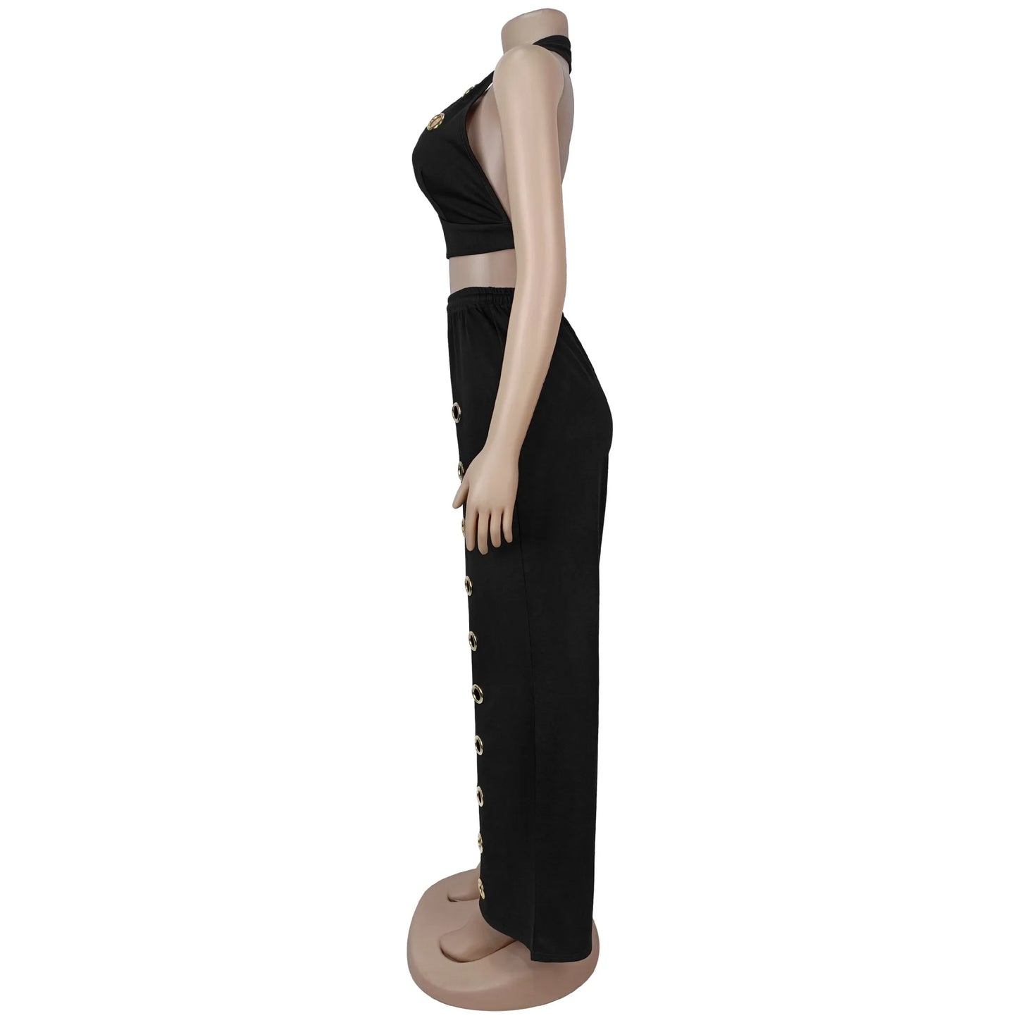 Hole Loose Pants Two-Piece Set
