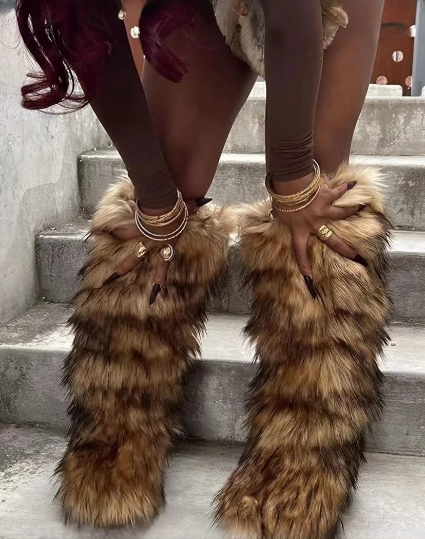 Winter Faux Fur Long Boots.
