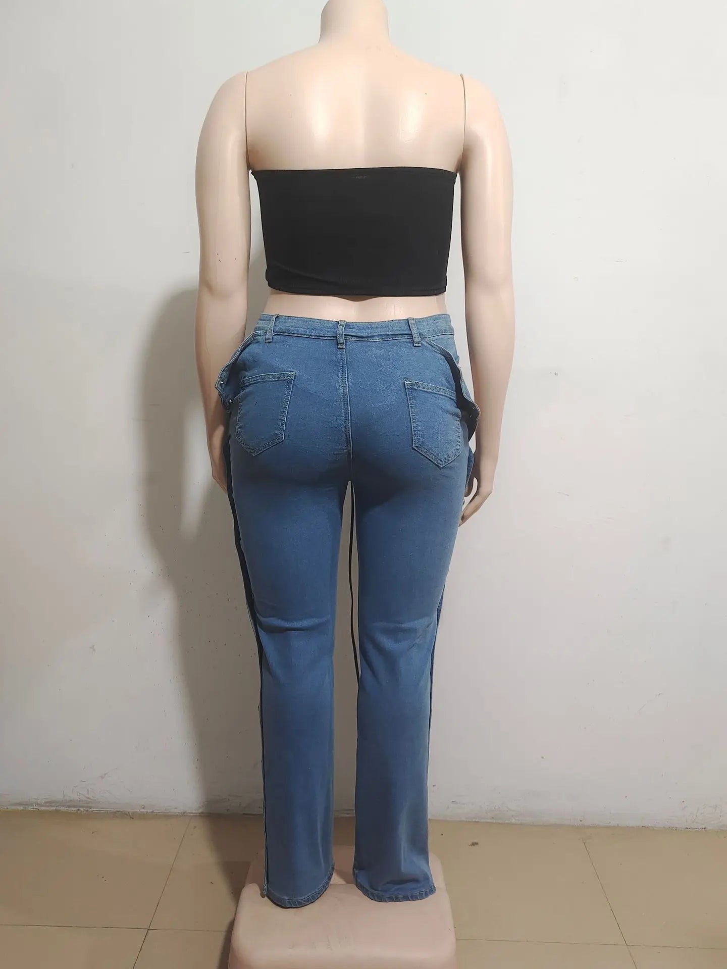 Denim Cargo Wide-Leg Jeans.