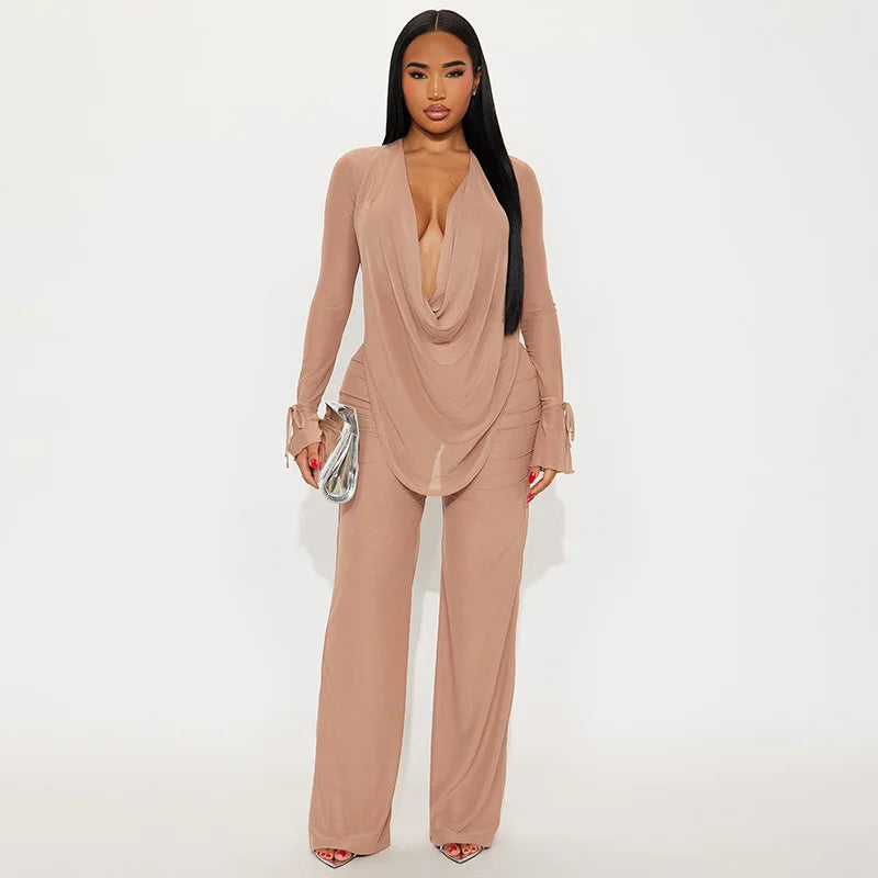 Mesh Two-Piece Pants Set