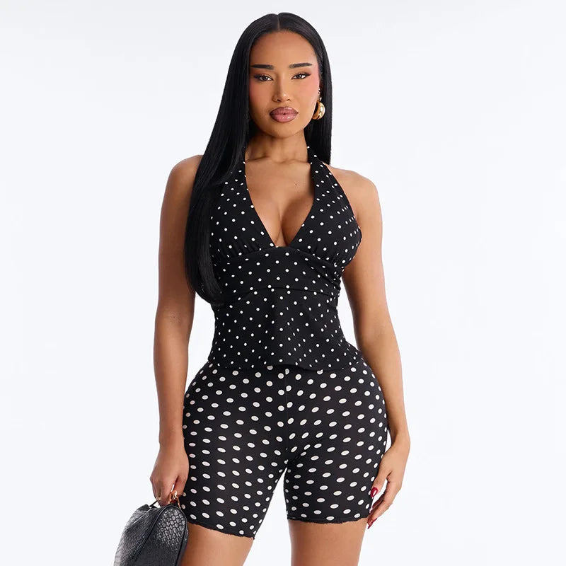 Charming Polka Dot Shorts Set