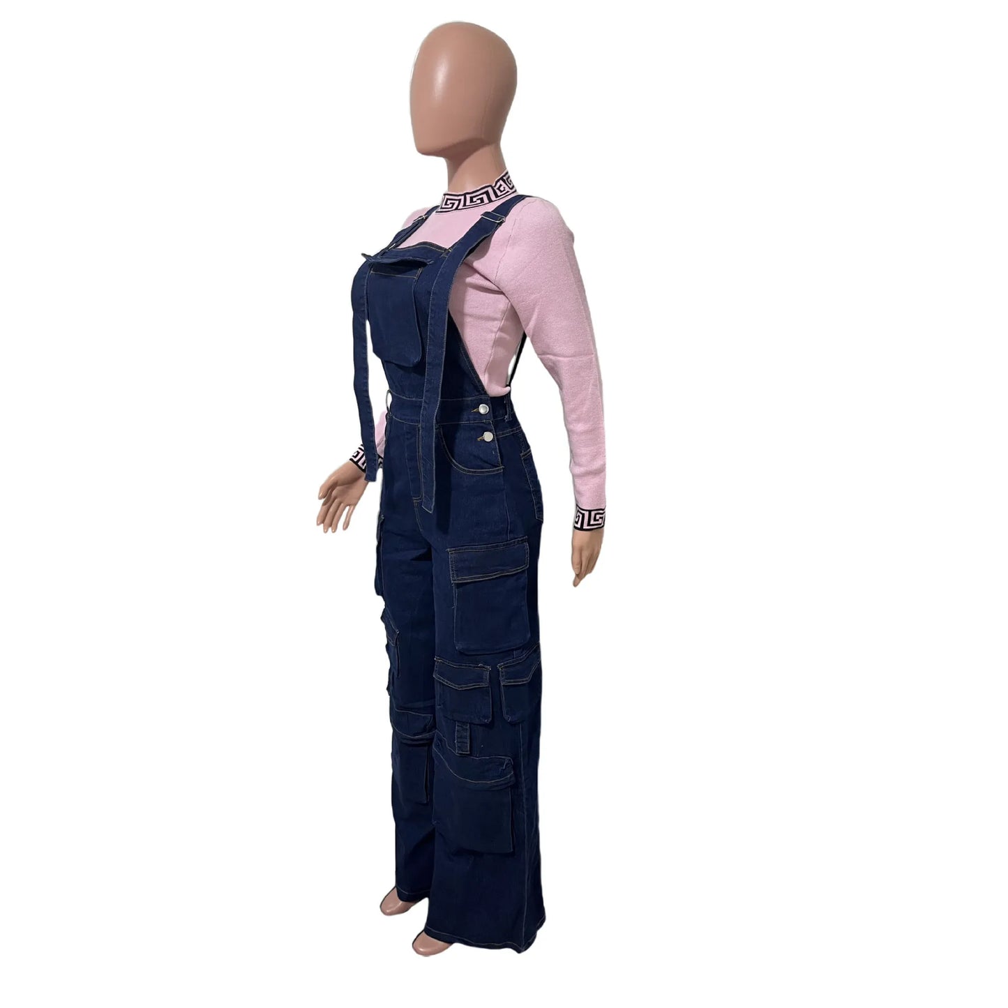 Denim Strap Loose Wide-leg Romper