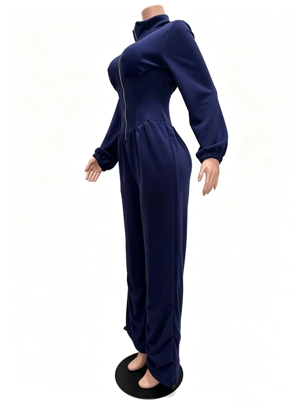 Waist Cinched Zipper Jumpsuit